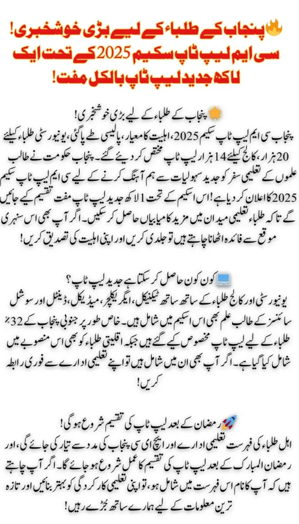 Punjab CM Laptop Scheme 2025: Eligibility Criteria, Policy, and Distribution Details