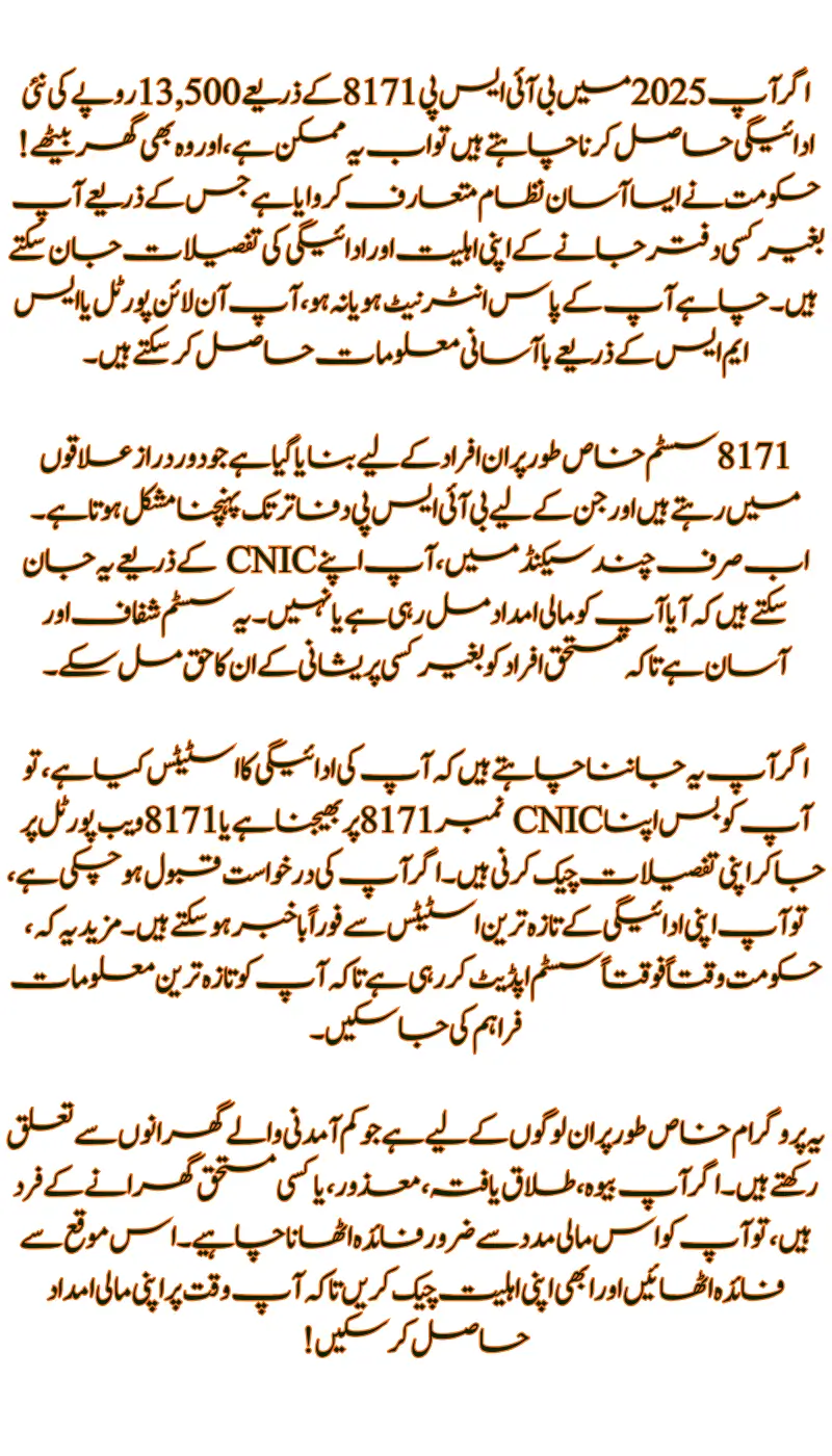 8171 Check Online CNIC for Getting New 2025 Payment of 13500 While Sitting at Home!