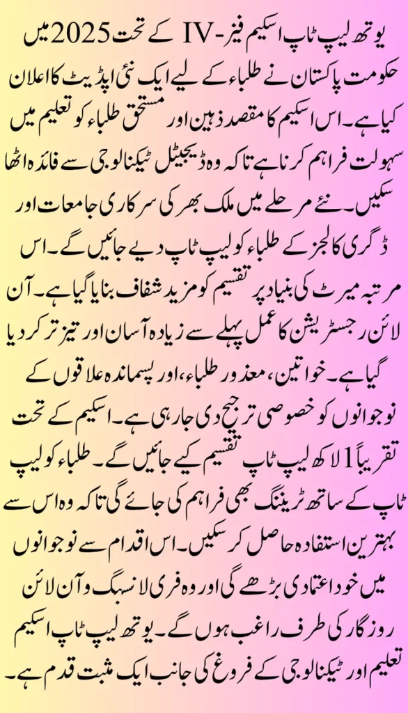  Youth Laptop Scheme Phase-IV New Update 2025