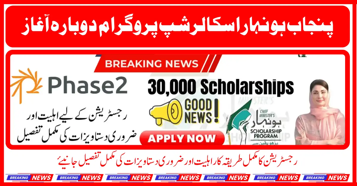 Deadline to Apply for Punjab CM Honhar Undergraduate Scholarship Phase II 2025 for Students