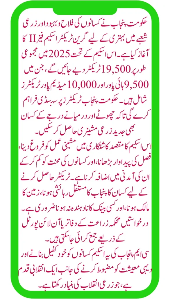 CM Punjab Mariyam Nawaz Green Tractor Scheme Phase 2 Complete Updates and How to Apply